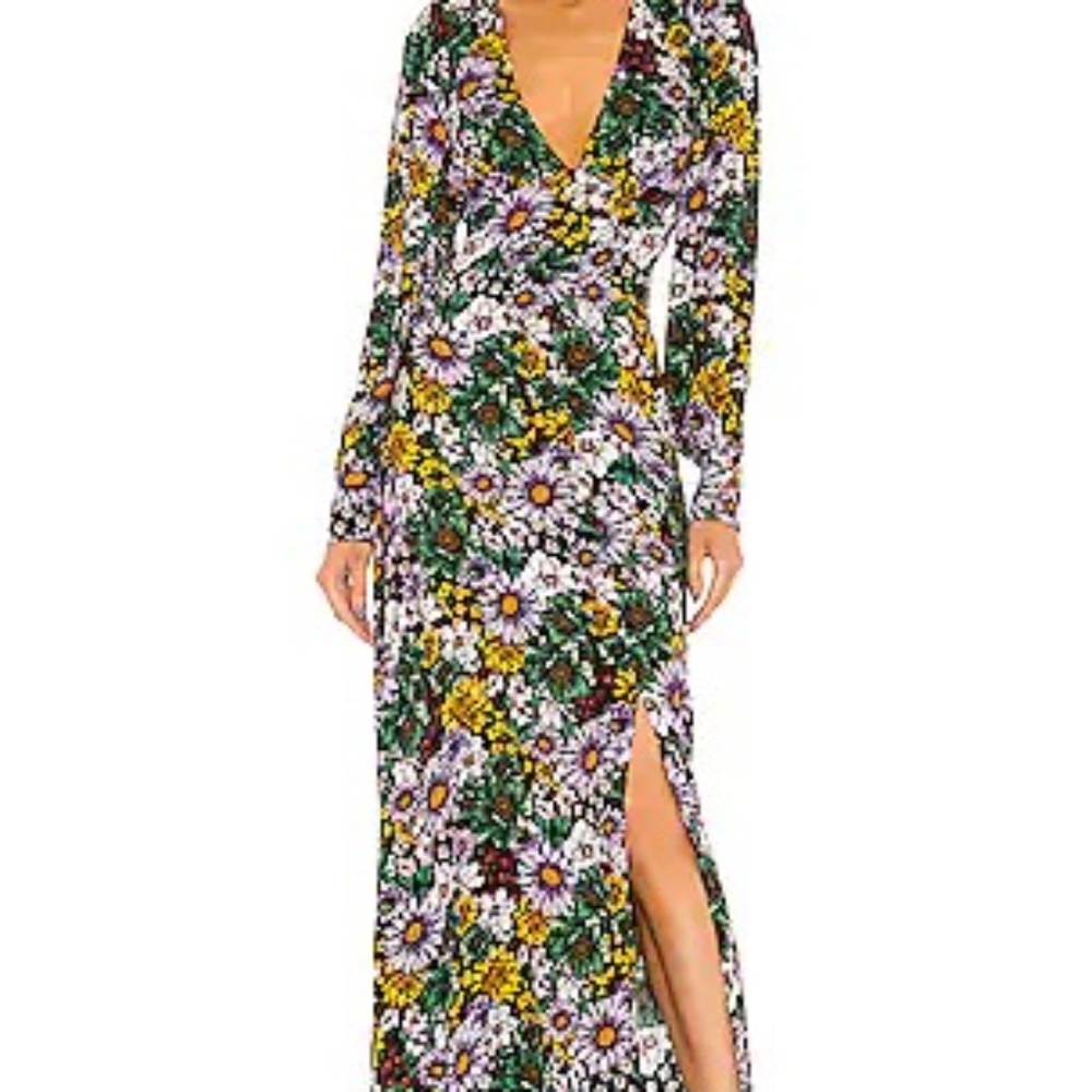 AFRM X Revolve Shiloh Botanical‎ Garden Cutaway Back Side Slit Maxi Dress Sz XS